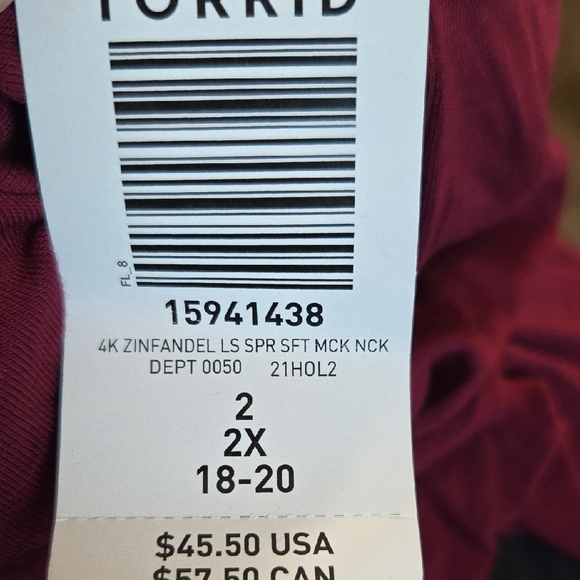 Torrid Women's Burgundy Cold Shoulder Cut Out Top - Picture 6 of 6